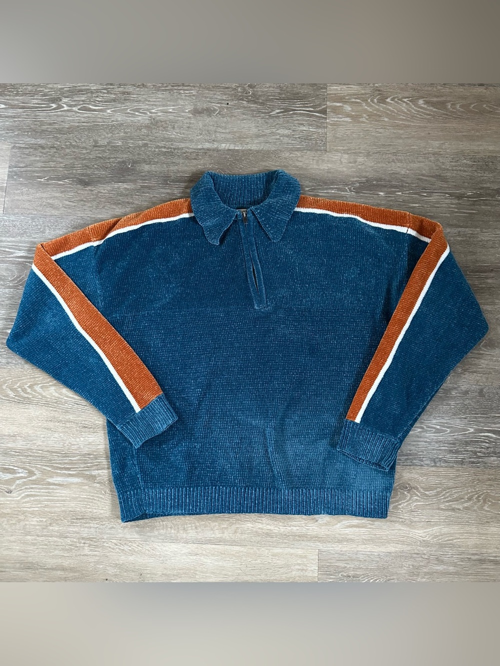 Urban Outfitters Juno Velour Half Zip Sweater Striped Womens Soft Size XS